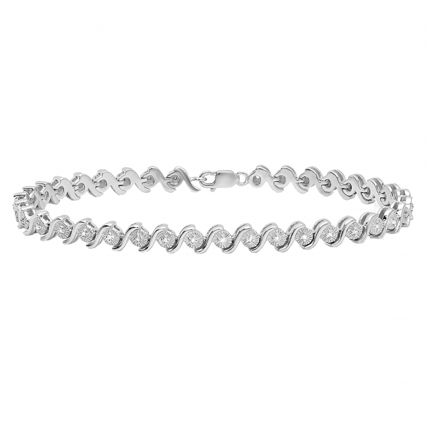 0.20 Carat (ctw) Sterling Silver Round Cut Diamond Ladies