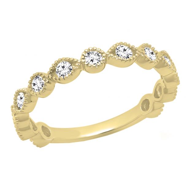 0.45 Carat (ctw) 10K Yellow Gold Round White Diamond Ladies Wedding Stackable Band 1/2 CT