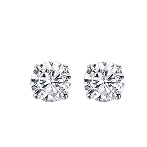IGI CERTIFIED 0.37 Carat (ctw) 14K White Gold Round Diamond Ladies Solitaire Stud Earrings