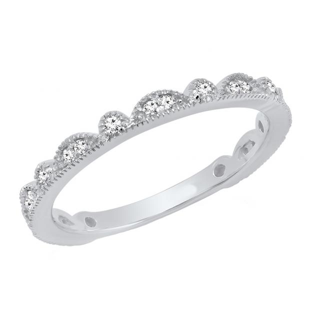 0.20 Carat (ctw) 14K White Gold Round Cut Diamond Ladies Wedding Stackable Guard Band 1/5 CT