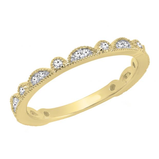 0.20 Carat (ctw) 14K Yellow Gold Round Cut Diamond Ladies Wedding Stackable Guard Band 1/5 CT
