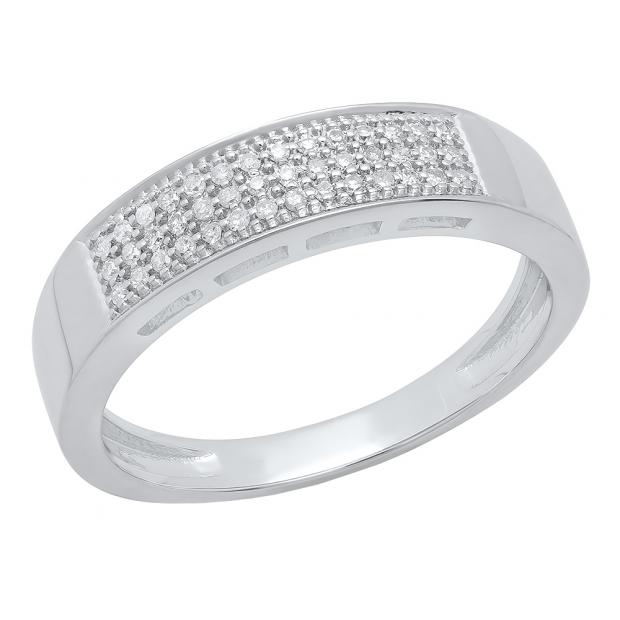 0.15 Carat (ctw) 10K White Gold Round White Diamond Men