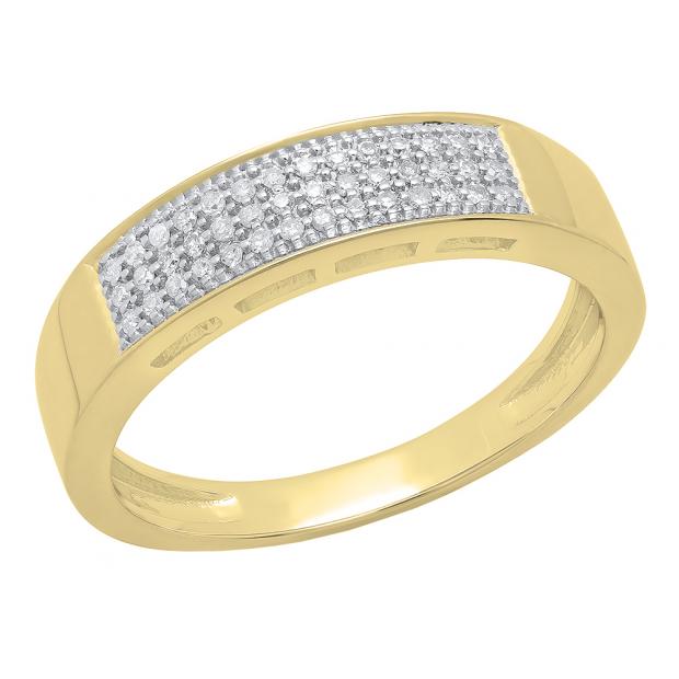 0.15 Carat (ctw) 10K Yellow Gold Round White Diamond Men