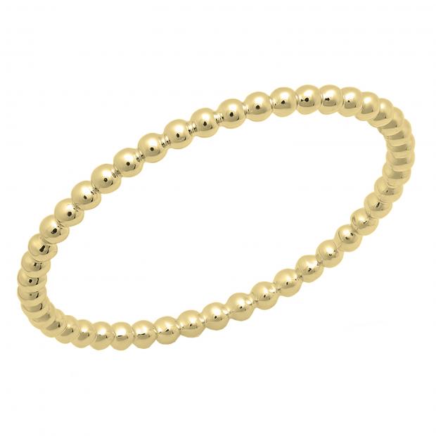 10K Yellow Gold Beaded Style Ladies Ball Chain Design Wedding Band