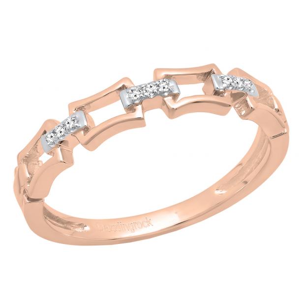 0.03 Carat (ctw) 18K Rose Gold Round Diamond Ladies Chain Link Wedding Band