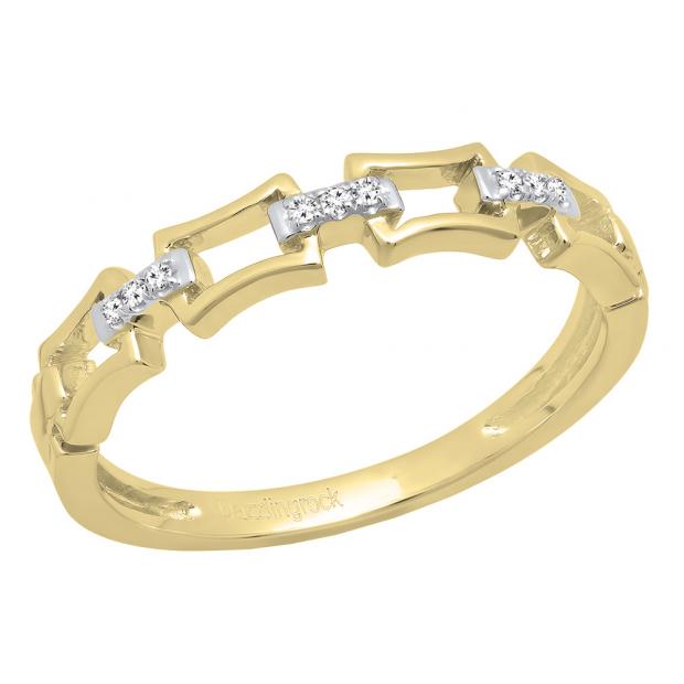 0.03 Carat (ctw) 18K Yellow Gold Round Diamond Ladies Chain Link Wedding Band