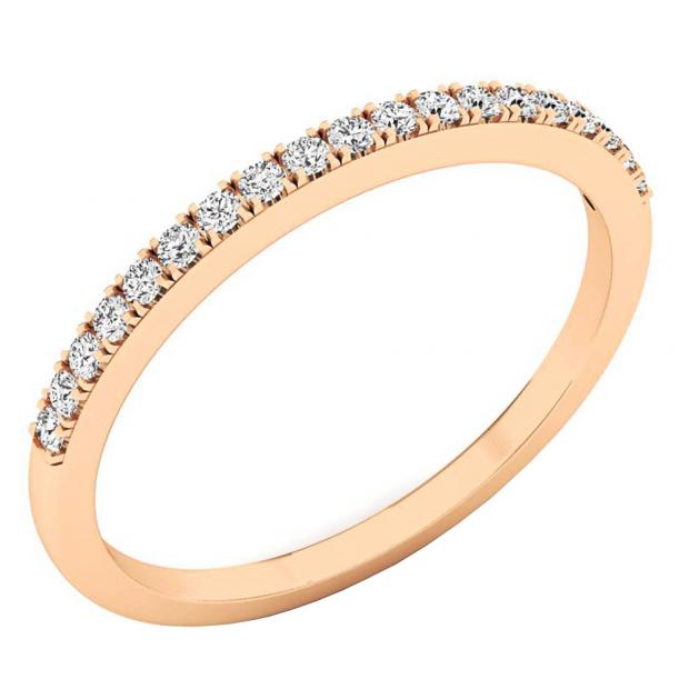 0.16 Carat (Ctw) 10K Rose Gold Round White Diamond Wedding Anniversary Stackable Band Ring