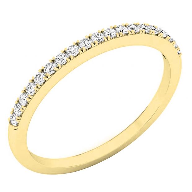 0.16 Carat (Ctw) 10K Yellow Gold Round White Diamond Wedding Anniversary Stackable Band Ring