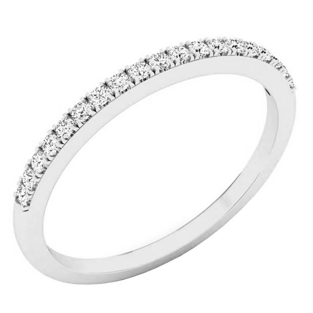 0.16 Carat (Ctw) 14K White Gold Round White Diamond Wedding Anniversary Stackable Band Ring