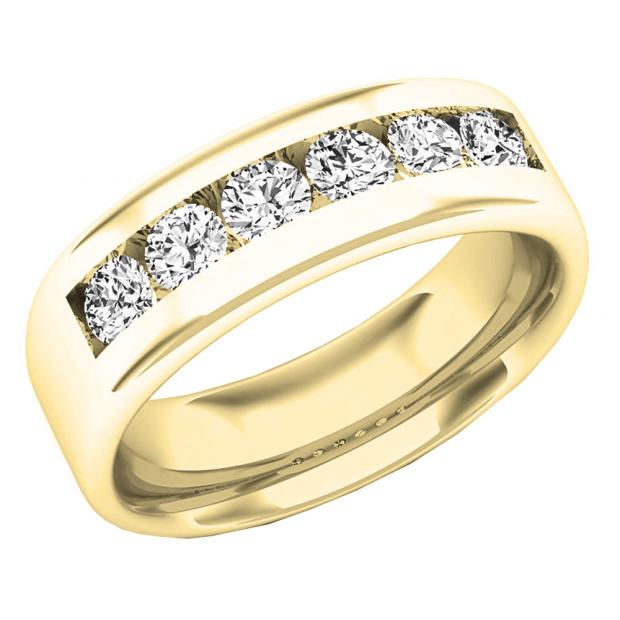0.95 Carat (ctw) 10K Yellow Gold Round White Diamond Men
