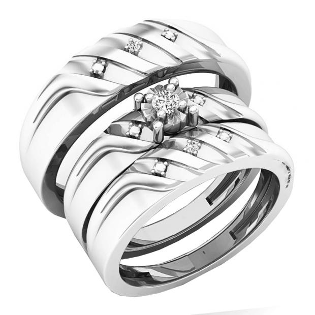 0.06 Carat (ctw) 10K White Gold Round White Diamond Men & Women