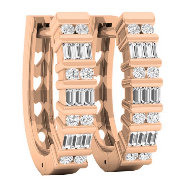 0.25 Carat (Ctw) 10K Rose Gold Round White Diamond Ladies Fashion Hoop Earrings 1/4 CT
