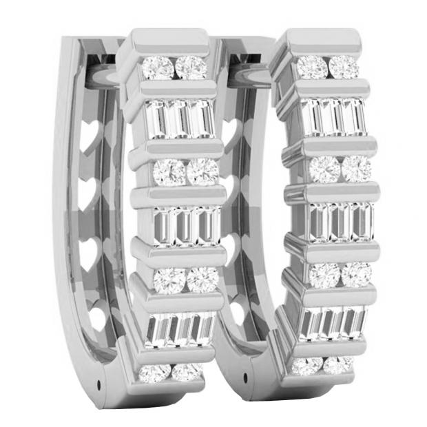 0.25 Carat (Ctw) 10K White Gold Round White Diamond Ladies Fashion Hoop Earrings 1/4 CT