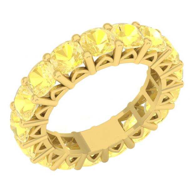 10K Yellow Gold 4 MM Cushion Citrine Ladies Eternity Wedding Anniversary Stackable Ring Band