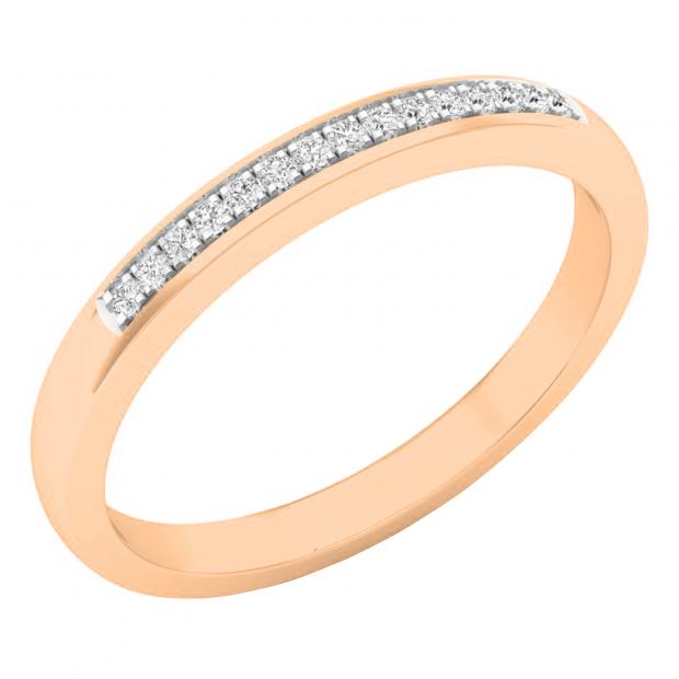 0.07 Carat (ctw) 10K Rose Gold Round Diamond Ladies Anniversary Wedding Band Stackable Ring