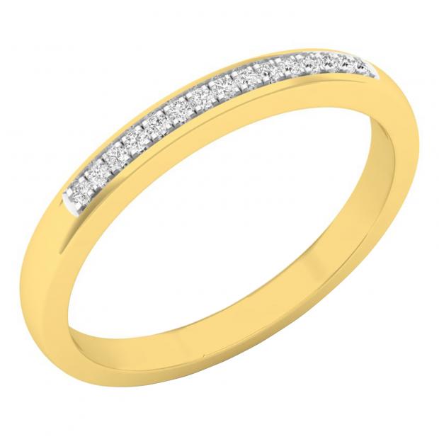 0.07 Carat (ctw) 10K Yellow Gold Round Diamond Ladies Anniversary Wedding Band Stackable Ring