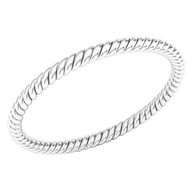 10K White Gold Ladies Bridal Rope Style Wedding Band Ring