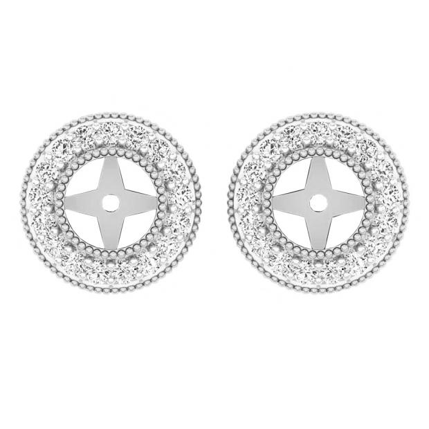 0.65 Carat (ctw) 10K White Gold Round White Diamond Removable Jackets For Stud Earrings