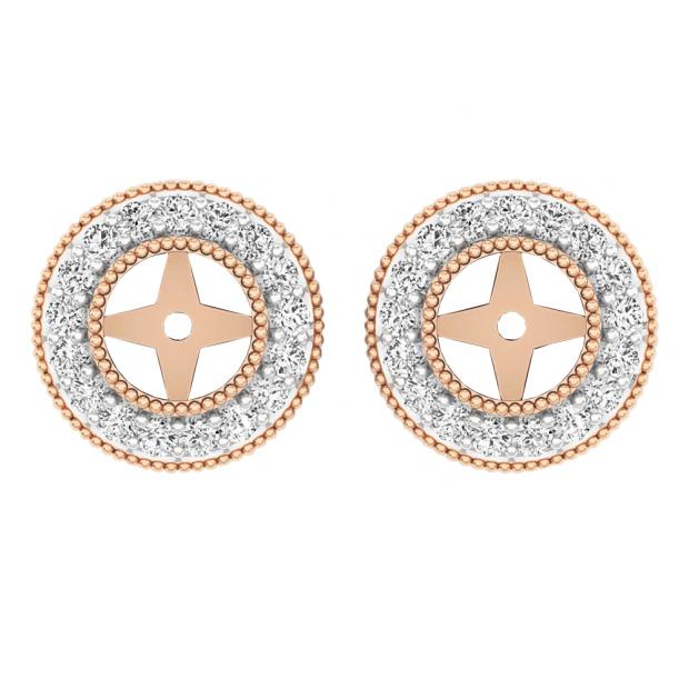 0.65 Carat (ctw) 14K Rose Gold Round White Diamond Removable Jackets For Stud Earrings