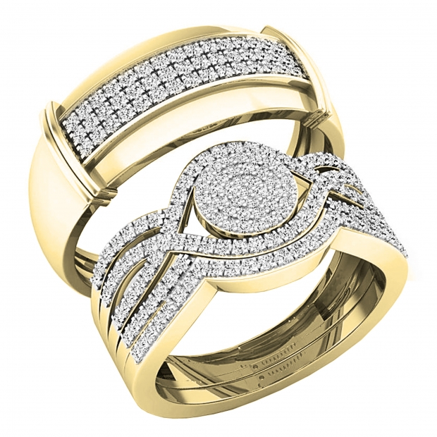 0.65 Carat (ctw) 14K Yellow Gold Round White Diamond Men & Women