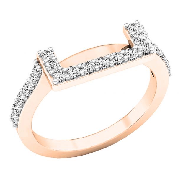 0.30 Carat (ctw) 10K Rose Gold Round Diamond Ladies Wedding Contour Band Guard Ring 1/4 CT