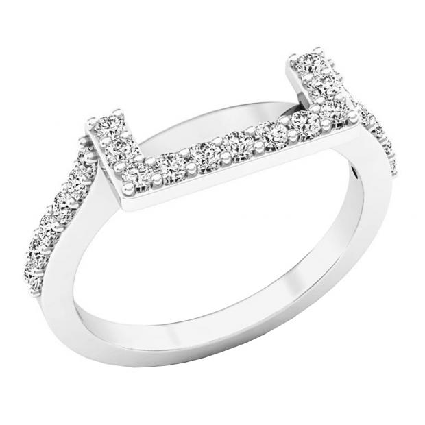 0.30 Carat (ctw) 10K White Gold Round Diamond Ladies Wedding Contour Band Guard Ring 1/4 CT