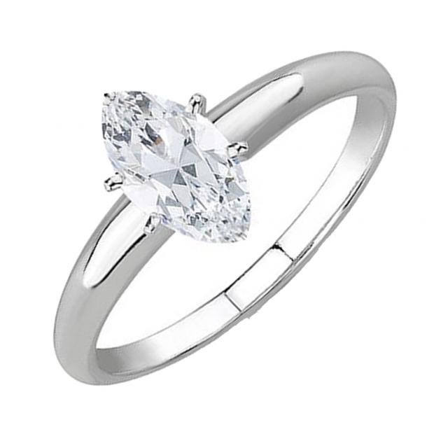 IGI CERTIFIED 0.96 Carat (Ctw) 14K White Gold Marquise Diamond Ladies Engagement Solitaire Ring 1 CT