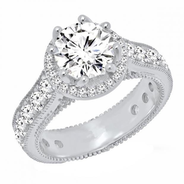 Sterling Silver Round White Cubic Zirconia CZ Ladies Bridal Engagement Ring