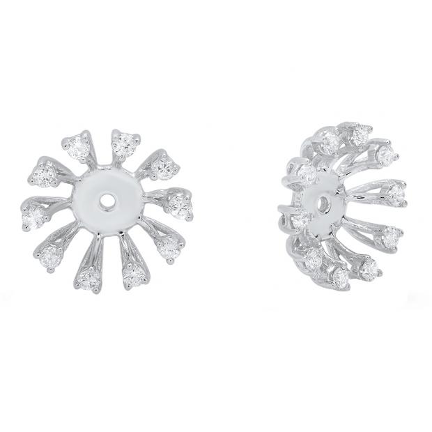 0.30 Carat (ctw) 14K White Gold Round Diamond Removable Jackets For Stud Earrings 1/3 CT