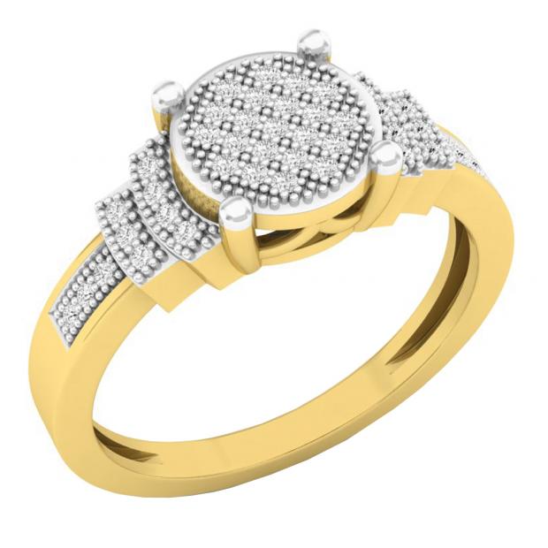 0.16 Carat (ctw) 10K Yellow Gold Round White Diamond Ladies Bridal Vintage Engagement Ring