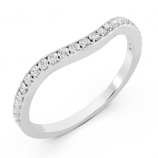 0.20 Carat (ctw) 14K White Gold Round Diamond Ladies Wedding Contour Guard Band 1/5 CT