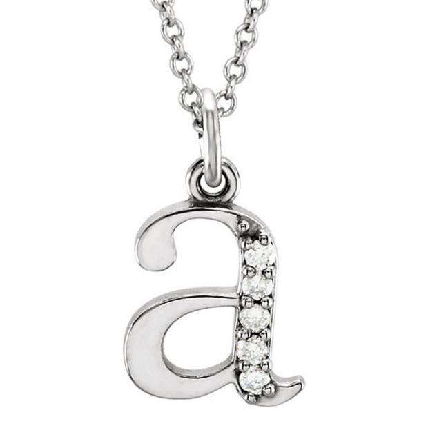 0.05 Carat (ctw) 14K White Gold Diamond Lowercase Letter 