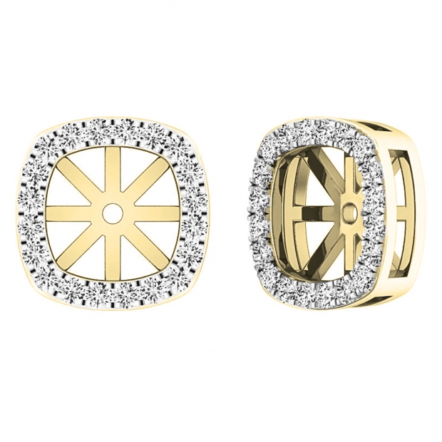 0.30 Carat (ctw) 10K Yellow Gold Round Diamond Removable Jackets For Stud Earrings 1/3 CT