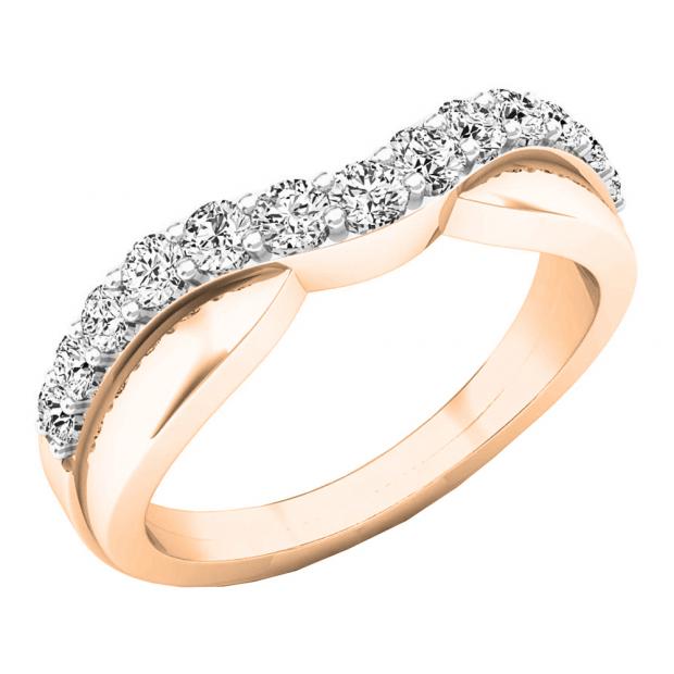 0.50 Carat (ctw) 10K Rose Gold Round Diamond Ladies Anniversary Wedding Guard Contour Band 1/2 CT