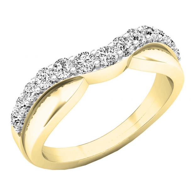 0.50 Carat (ctw) 10K Yellow Gold Round Diamond Ladies Anniversary Wedding Guard Contour Band 1/2 CT
