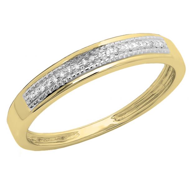 0.07 Carat (ctw) 14K Yellow Gold Round White Diamond Men