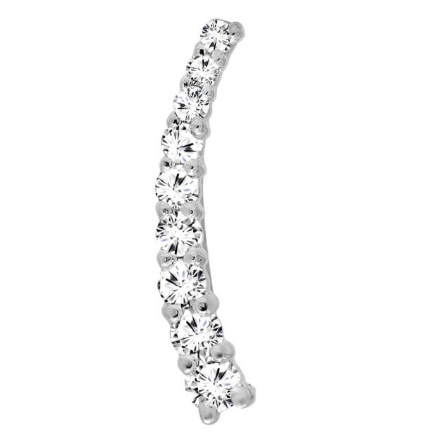 0.13 Carat (ctw) 14K White Gold Round White Diamond Ladies Crawler Climber Earring (Only 1pc)