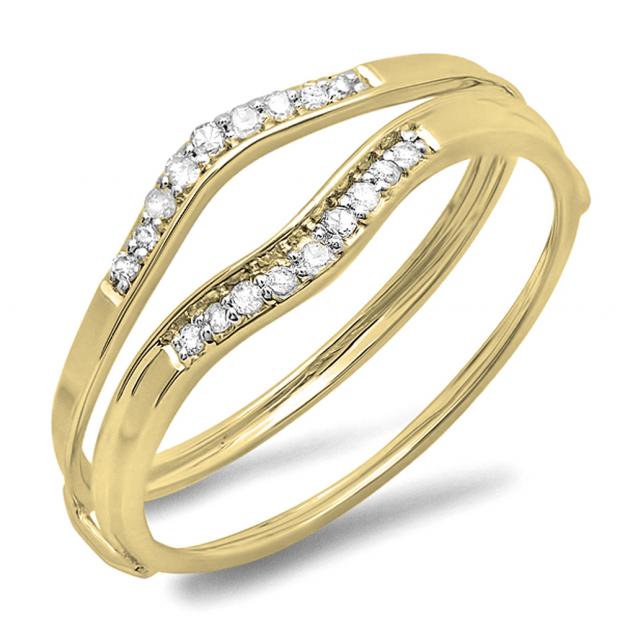 0.12 Carat (ctw) 10K Yellow Gold Round White Diamond Ladies Anniversary Enhancer Guard Wedding Band