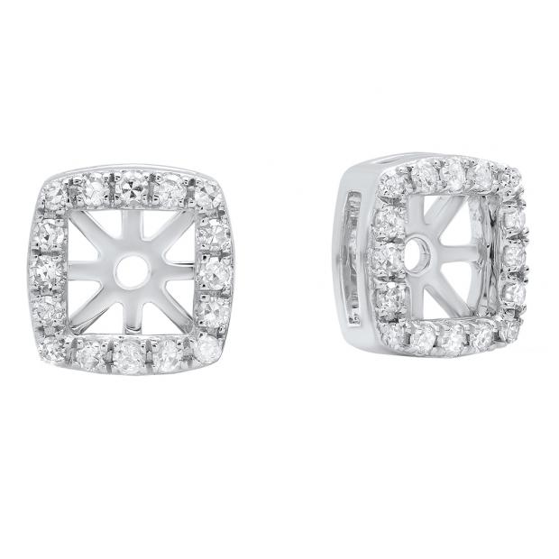 0.18 Carat (ctw) 14K White Gold Round White Diamond Removable Jackets For Stud Earrings
