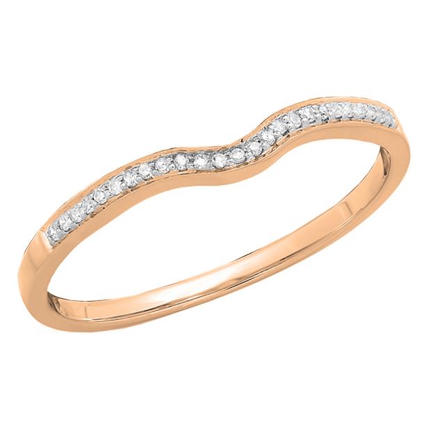 0.05 Carat (Ctw) 14K Rose Gold Round White Diamond Ladies Anniversary Wedding Stackable Band
