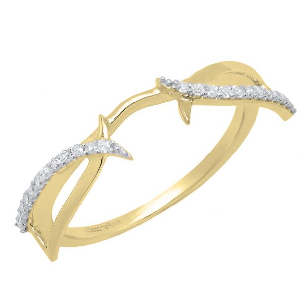 0.15 Carat (Ctw) 14K Yellow Gold Round Diamond Ladies Anniversary Wedding Band Enhancer Guard Ring