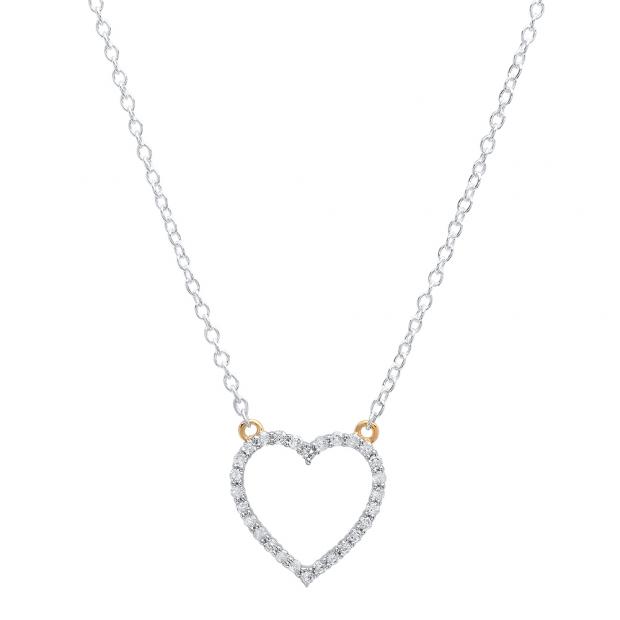 0.20 Carat (Ctw) 10K Yellow Gold Round White Diamond Ladies Heart Pendant