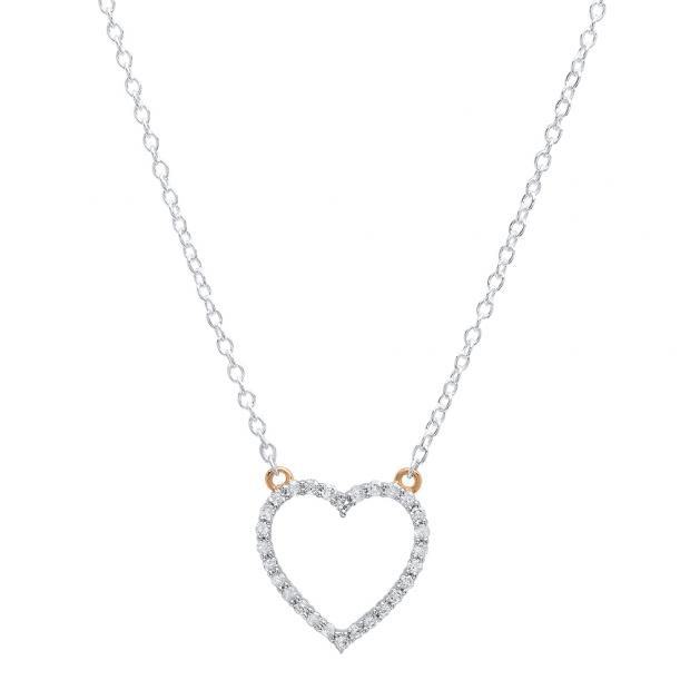 0.20 Carat (Ctw) 18K Rose Gold Round White Diamond Ladies Heart Pendant