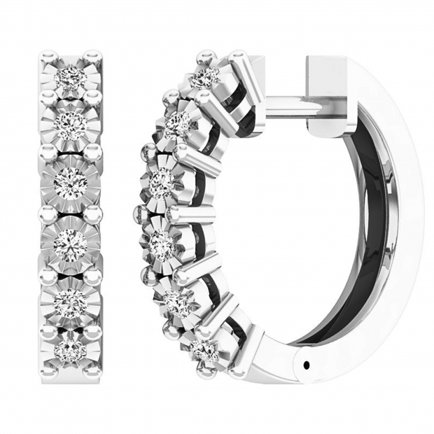 0.25 Carat (ctw) Sterling Silver Round White Diamond Ladies Hoop Earrings