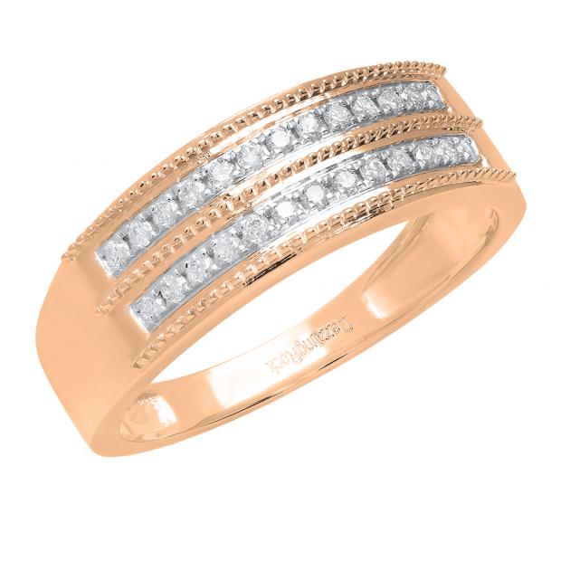 0.24 Carat (ctw) 18K Rose Gold Round White Diamond Men