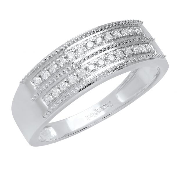 0.24 Carat (ctw) 18K White Gold Round White Diamond Men