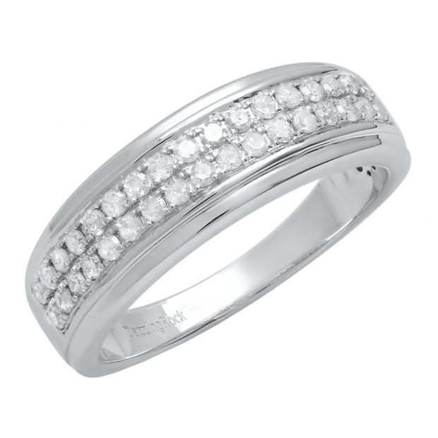 0.55 Carat (Ctw) Sterling Silver Round White Diamond Men