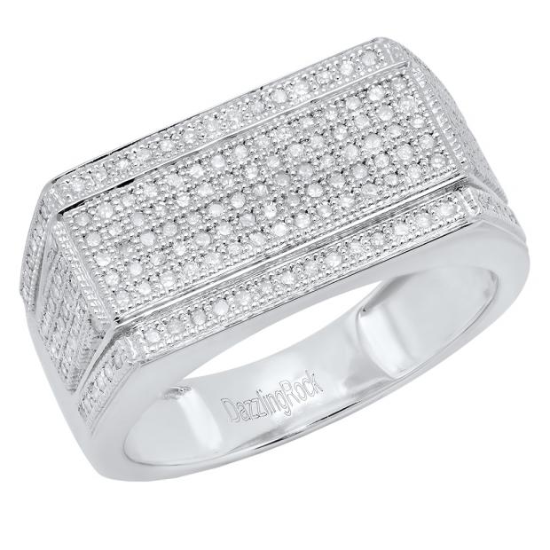 0.76 Carat (ctw) 10K White Gold Round White Diamond Men
