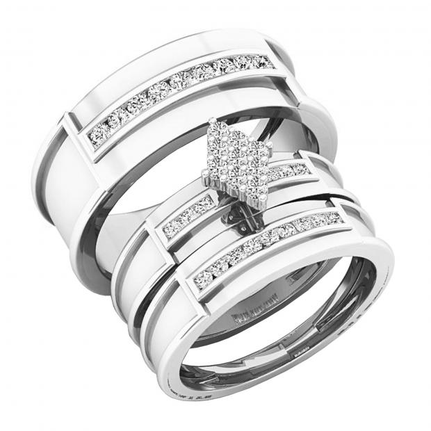 0.50 Carat (ctw) 10K White Gold Round White Diamond Men & Women