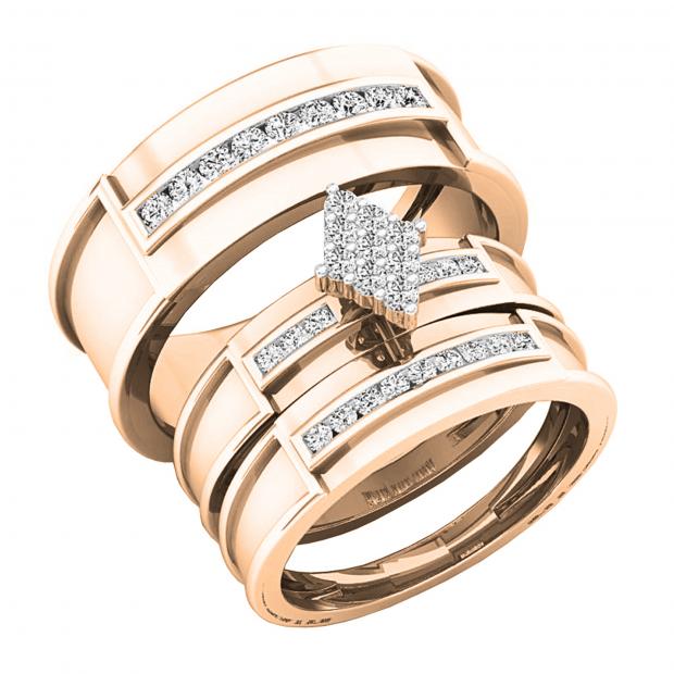 0.50 Carat (ctw) 18K Rose Gold Round White Diamond Men & Women